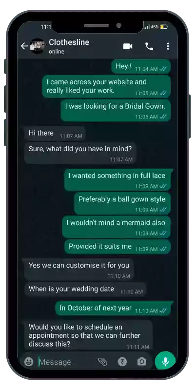 WhatsApp chat preview with Clothesline